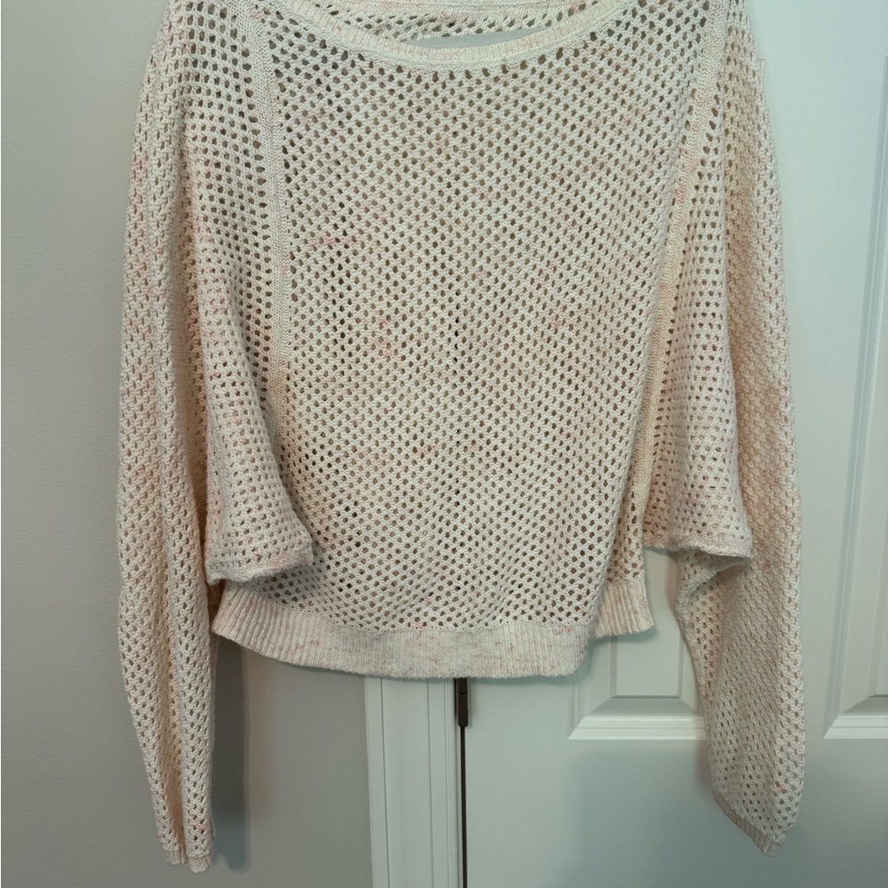 Pilcro Cream Crew Neck Sweater with Chunky Knit